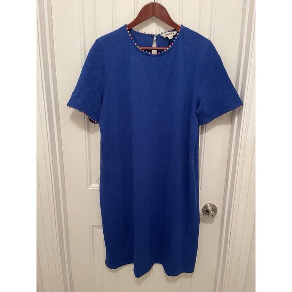 NWOT  Boden Ali Pom Sleeve Dress Knee Length Women’s Sz US 12L Blue Short Sleeve - Picture 6 of 15